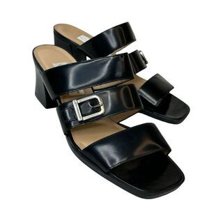 CALICO Black Leather Strappy Buckle Mule Sandals Size 7.5